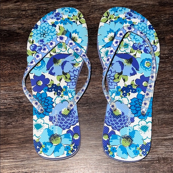 Vera Bradley Blue and Green Floral Sandals - Picture 1 of 3